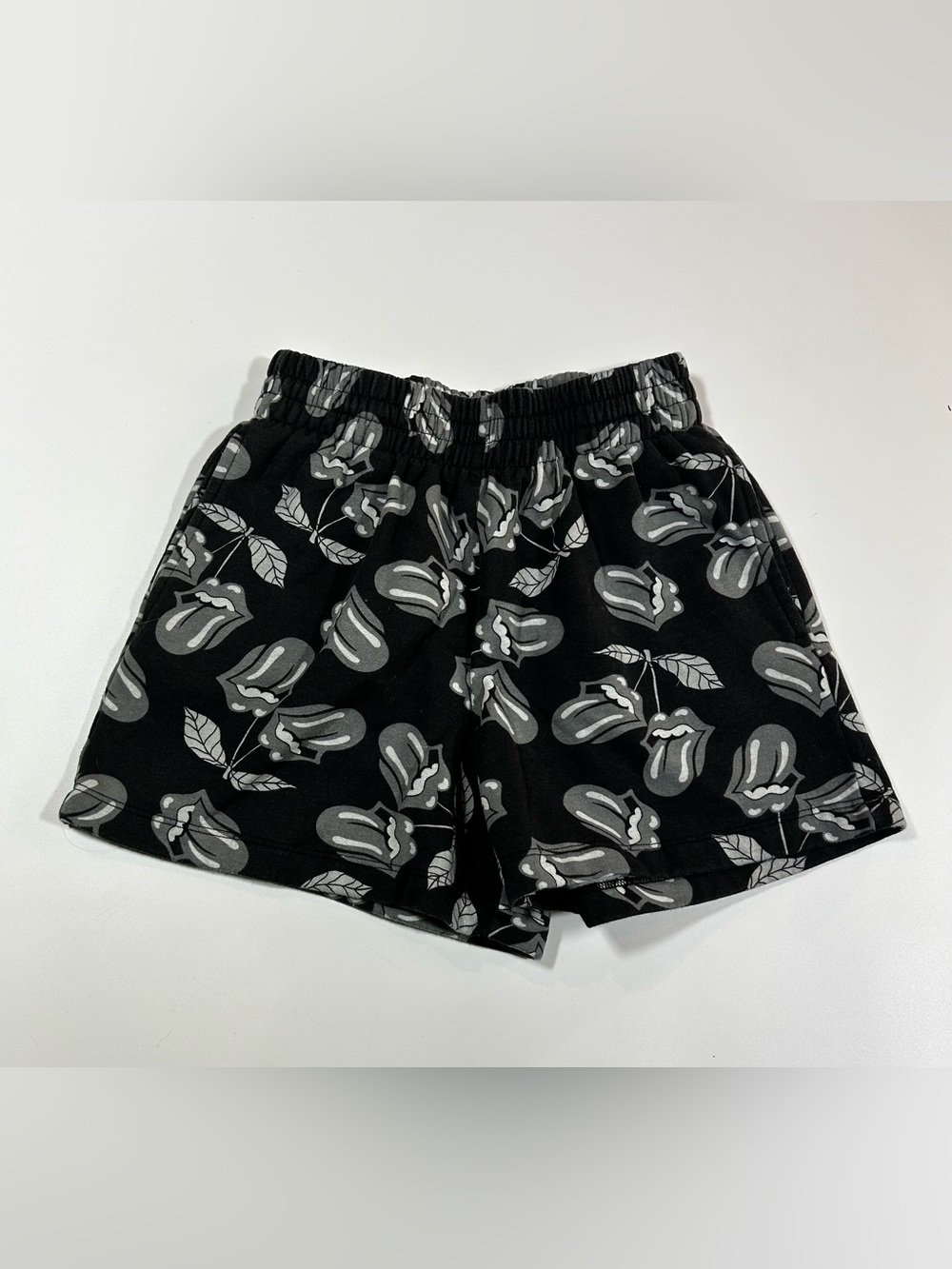 The Rolling Stones Black Gray Tongue Logo Lounge Shorts Size XS